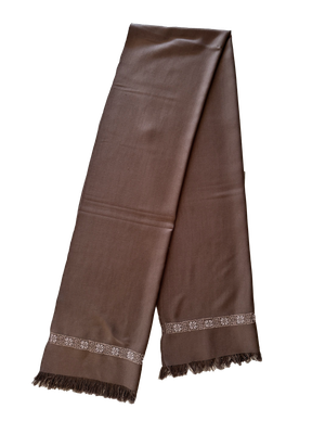 The Men's Scarf in Brown with Embroidery on Both Sides