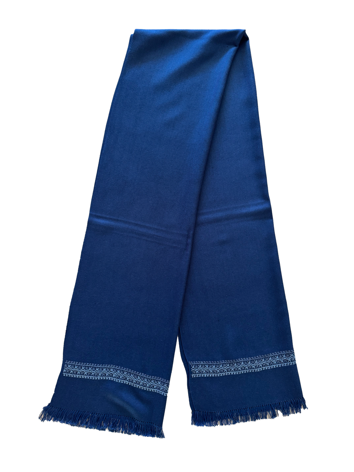 The Men&#39;s Scarf in Blue with Embroidery on Both Sides