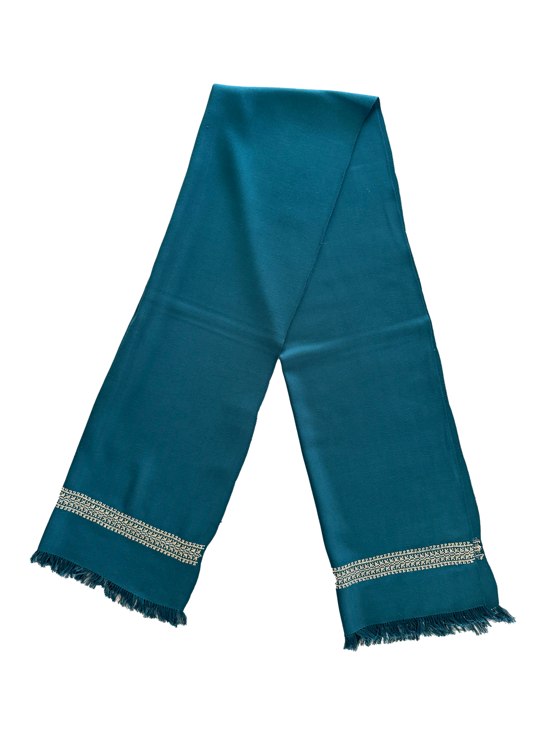The Men&#39;s Scarf in Green with Embroidery on Both Sides