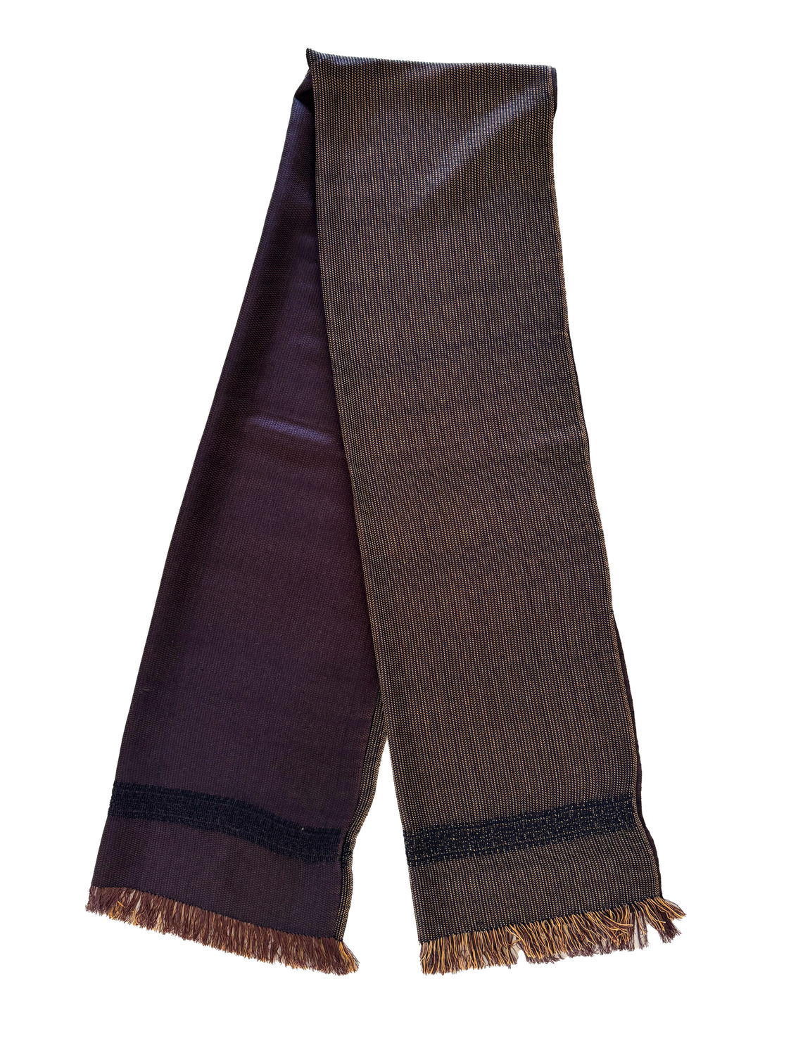 The Men&#39;s Scarf in Dark Brown with Embroidery on Both Sides