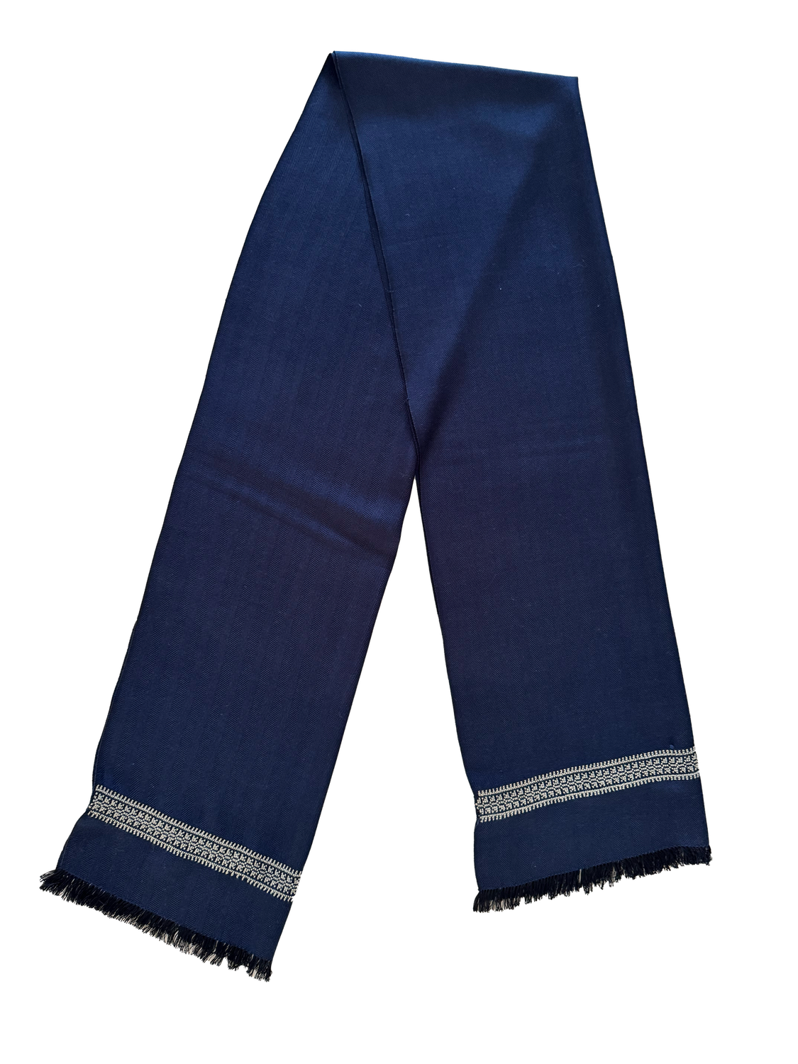 The Men&#39;s Scarf in Navy Blue with Embroidery on Both Sides