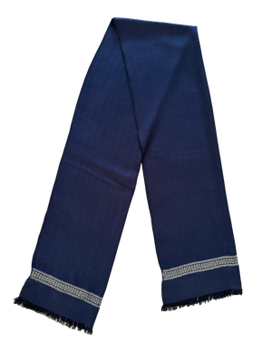 The Men&#39;s Scarf in Navy Blue with Embroidery on Both Sides