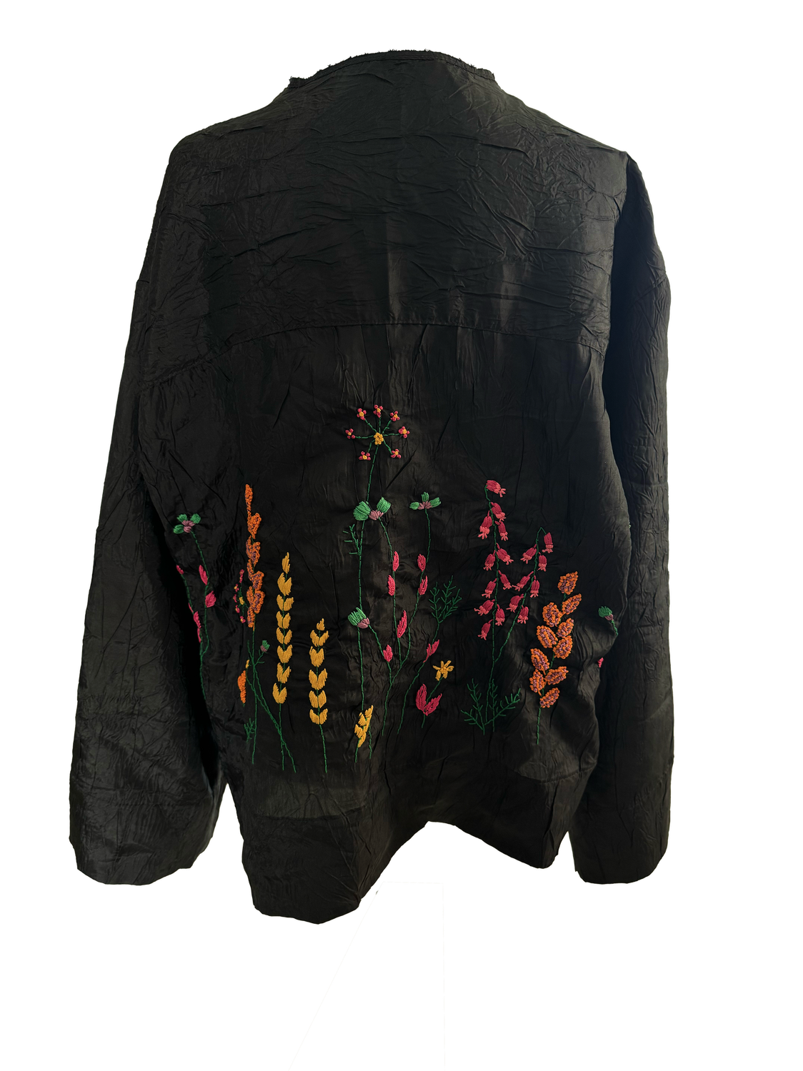 Nadia Dajani x UNHCR Nylon Shirt with Multi Hand Embroidery on the Back