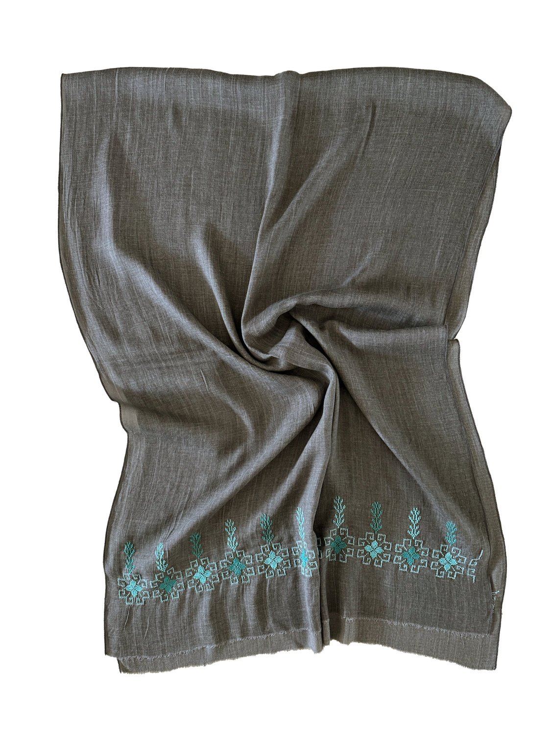 The Lightly Embroidered Scarf in Grey