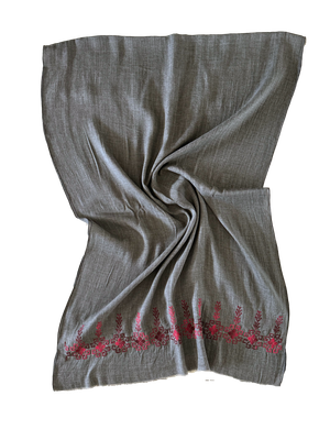 The Lightly Embroidered Scarf in Grey