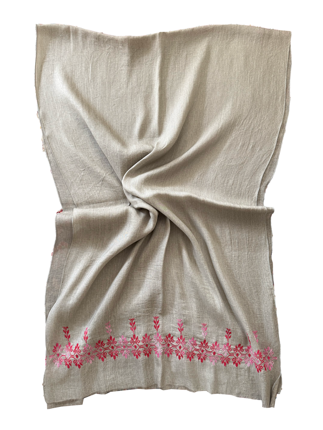 The Lightly Embroidered Scarf in Beige