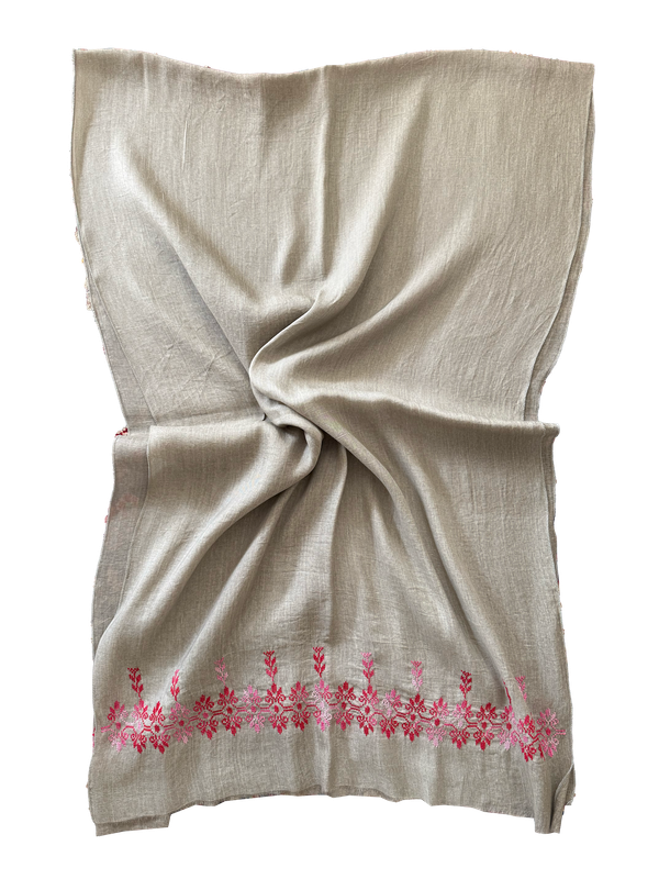 The Lightly Embroidered Scarf in Beige