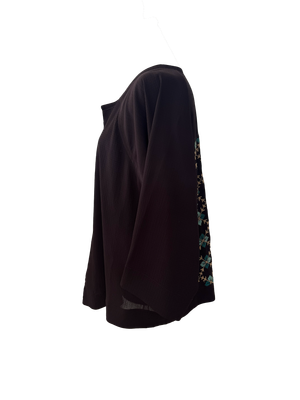 The Kimono Cut Jacket in Purple with Turquoise Hand Embroidery