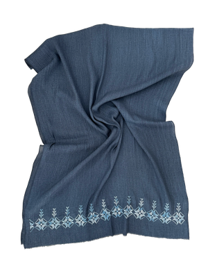 The Lightly Embroidered Scarf in Navy Blue