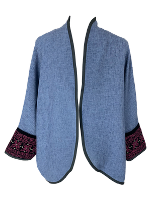 The Round Jacket With Velvet in Blue