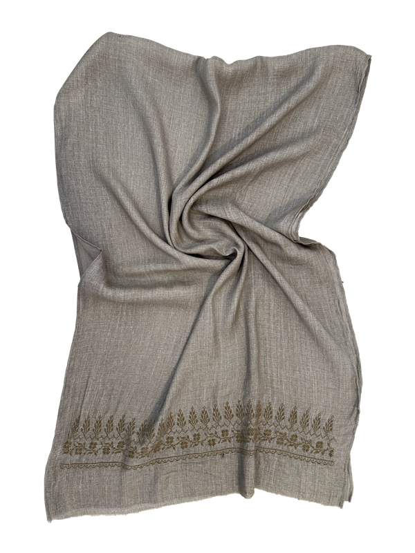 The Lightly Embroidered Scarf in Beige