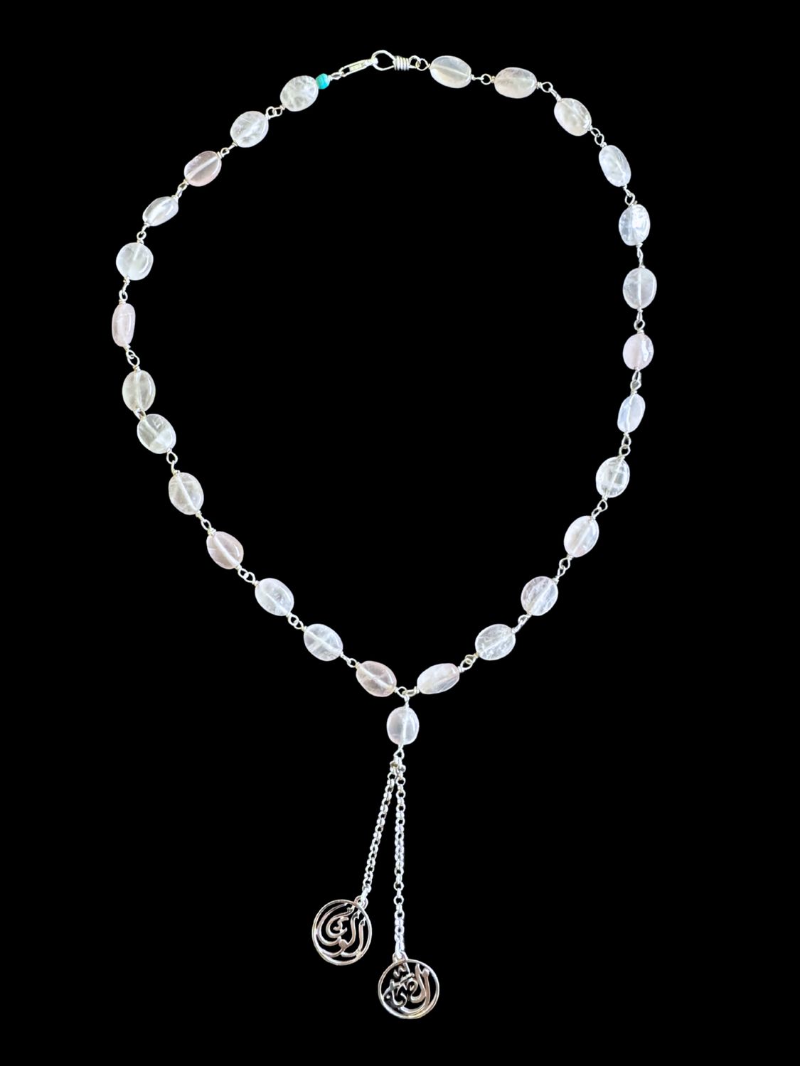 Gemstone Necklace with 2-Word Salam Tassel