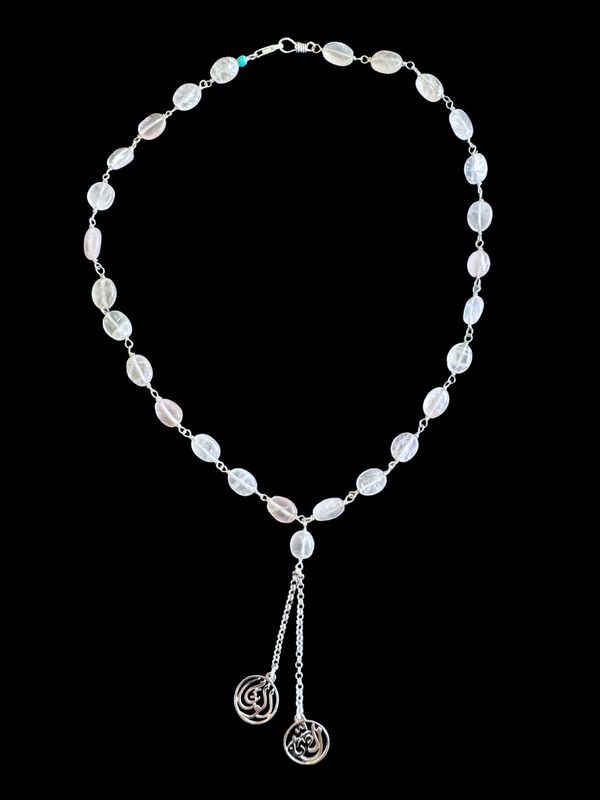 Gemstone Necklace with 2-Word Salam Tassel