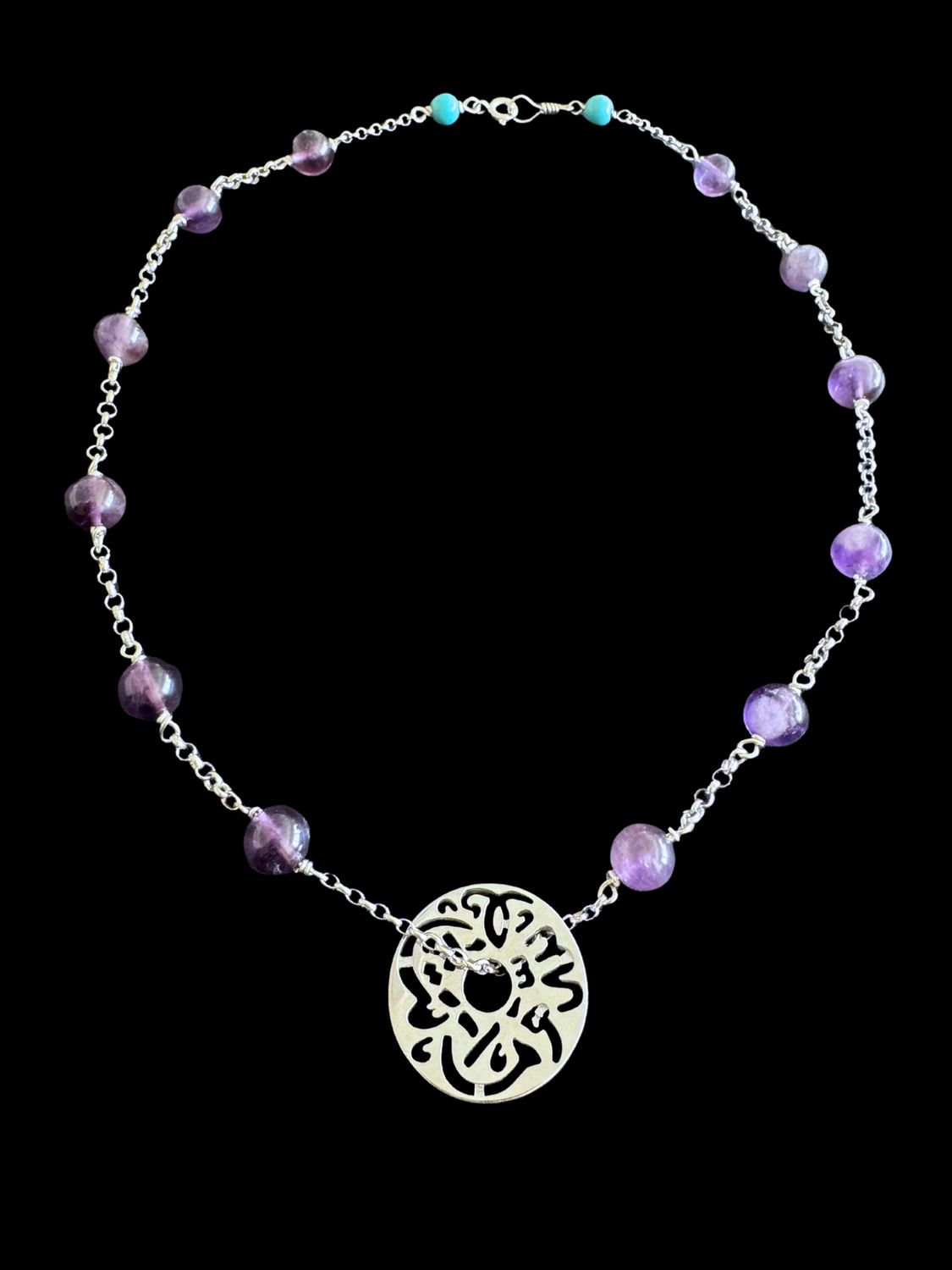 Mixed Gemstone Necklace with Small Disc