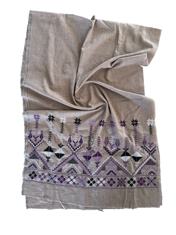 The Heavily Embroidered Scarf in Beige