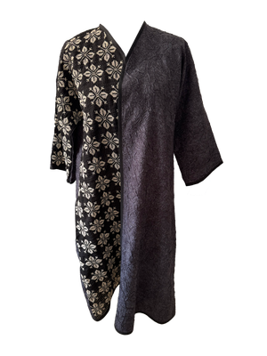 The Classic Abaya in Black and Grey with Hand Embroidery