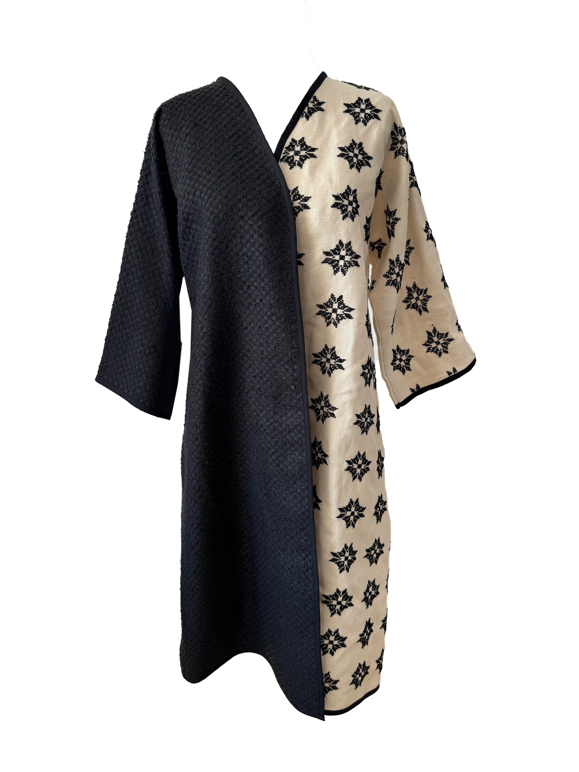 The Classic Abaya in Black and White with Hand Embroidery