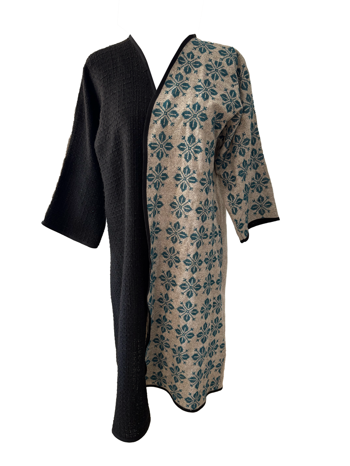 The Classic Abaya in Black and Light Grey with Hand Embroidery