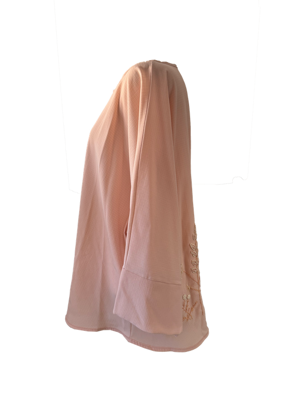 Nadia Dajani x UNHCR Oversized Kimono Jacket With Hand Embroidery in Pink