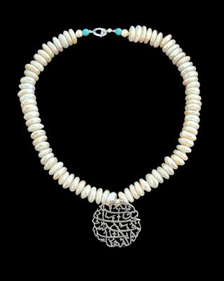 Pearl Necklace with Silver Motherhood Pendant
