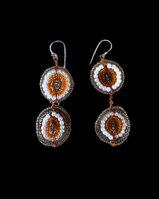 Double Copper Eye Earrings