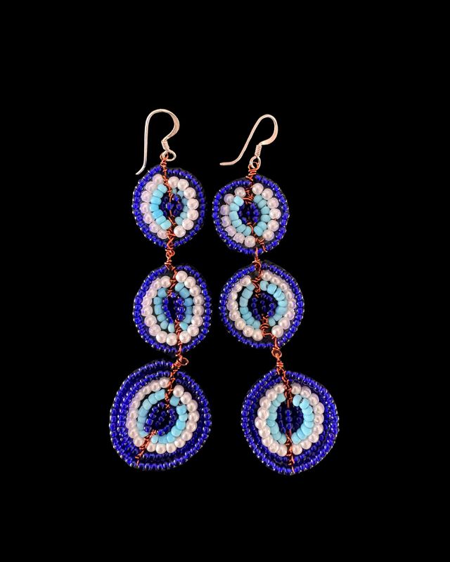 Triple Copper Eye Earrings