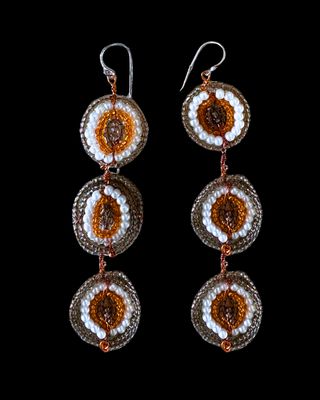 Triple Copper Eye Earrings
