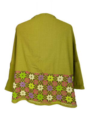 The Heavily Embroidered Boxy in Olive Green