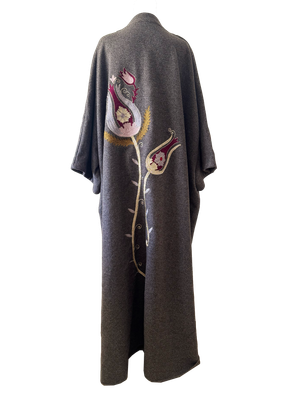 The Winter Abaya with Aghabani Embroidery in Dark Grey