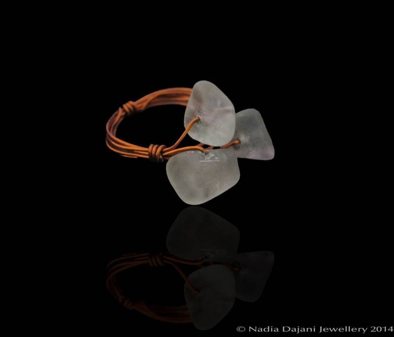 Copper ring with 3 gemstones