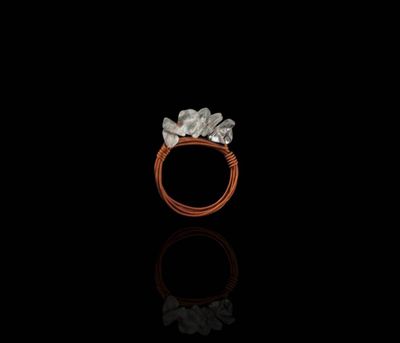 Stackable copper ring with gemstones