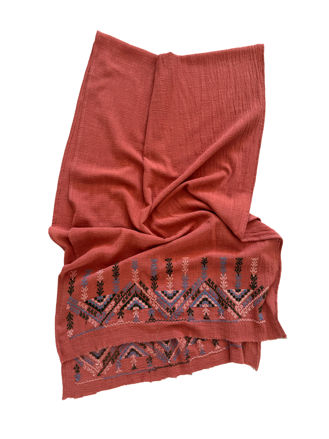 Orange Embroidered Scarf