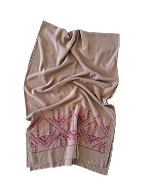 Beige Embroidered Scarf