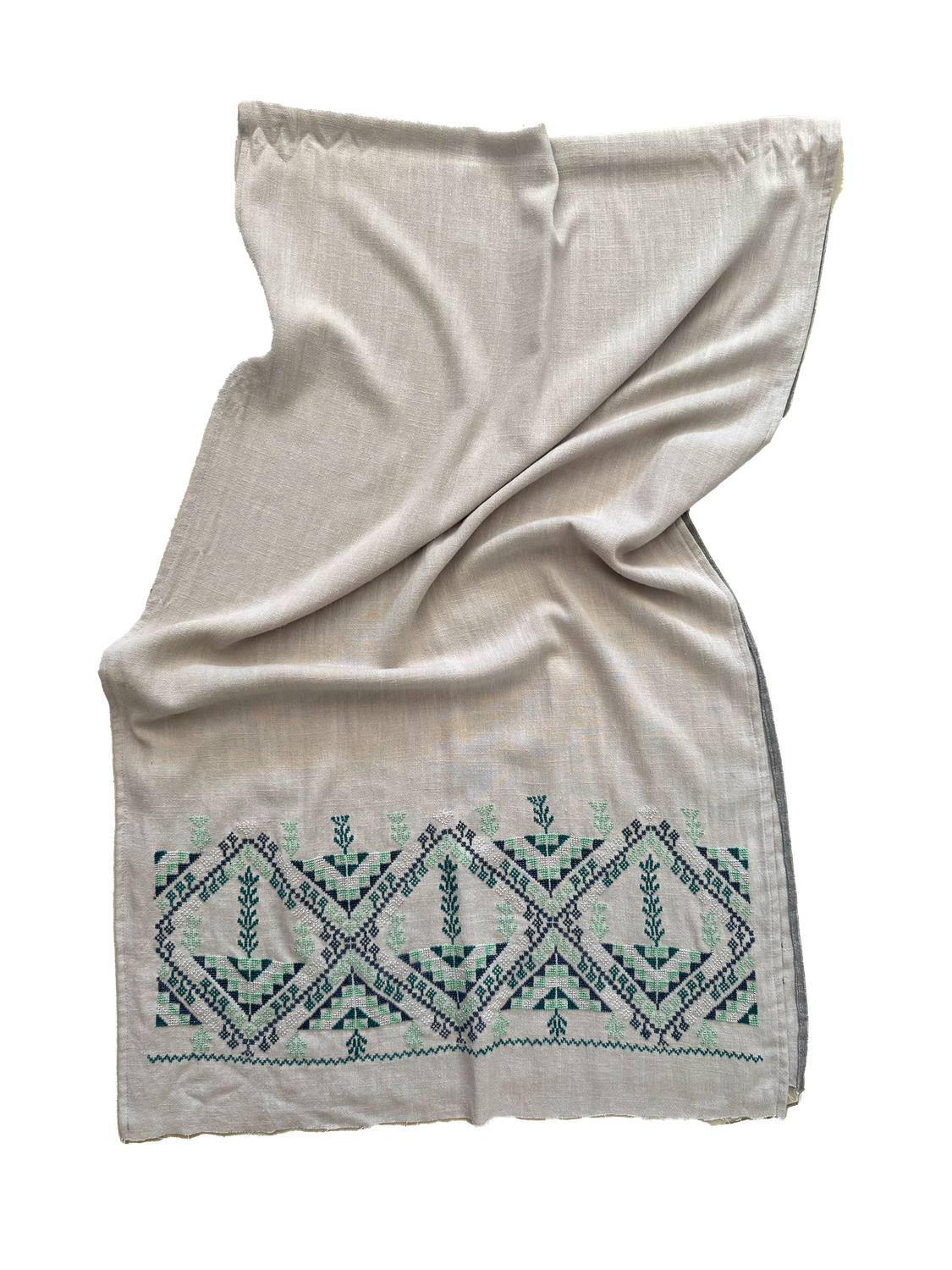 White Embroidered Scarf