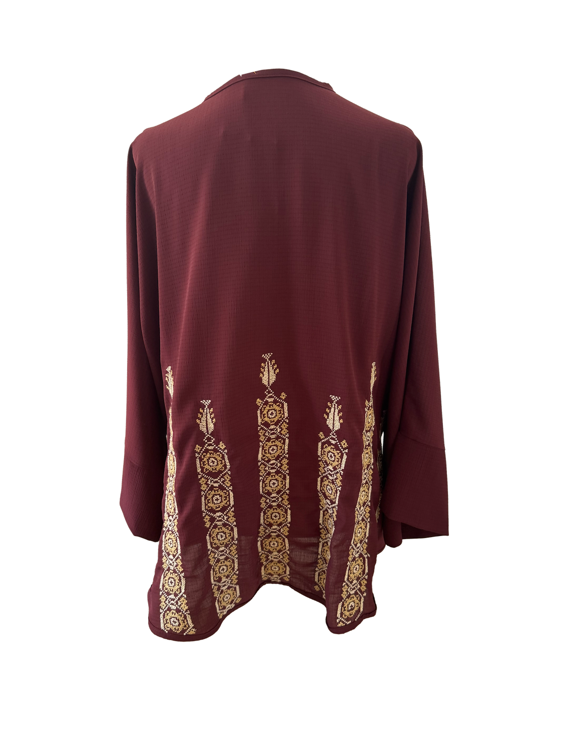 The Oversized Kimono Cut Jacket With Light Embroidery in Burgundy B
