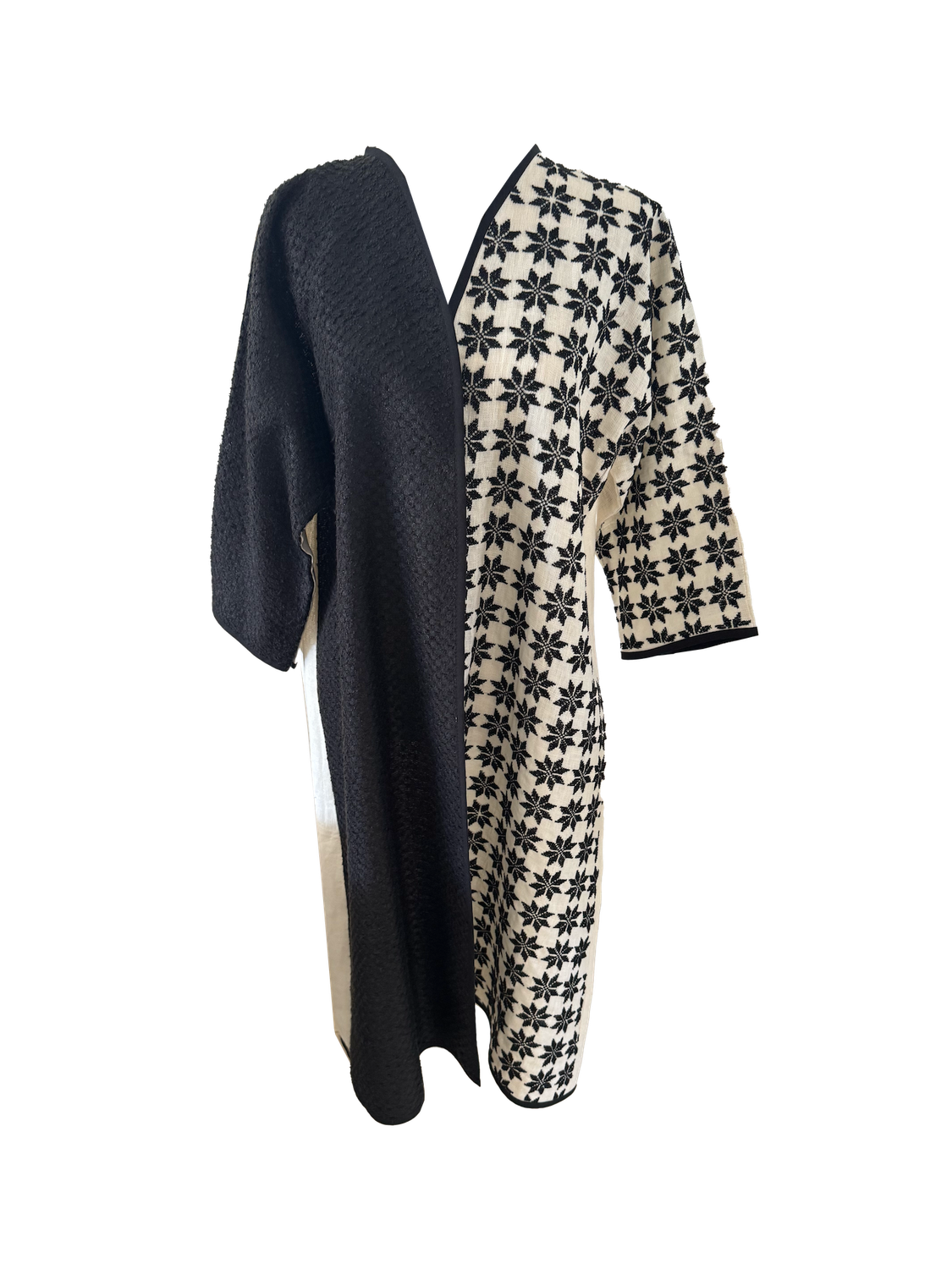 The Classic Abaya in Black and White with Hand Embroidery