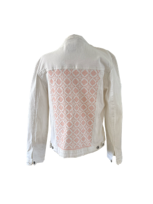 The Heavily Embroidered Denim Jacket in Beige