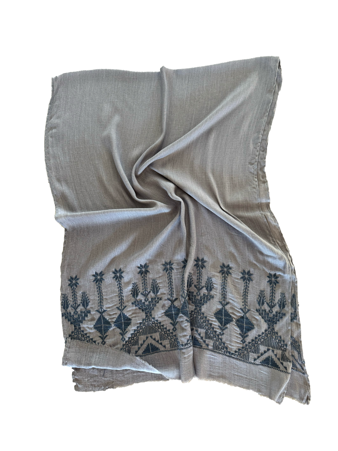Dark Grey Embroidered Scarf