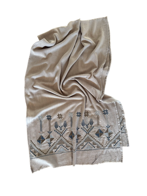 Beige Embroidered Scarf