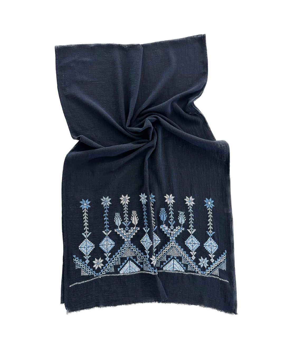 Black Embroidered Scarf