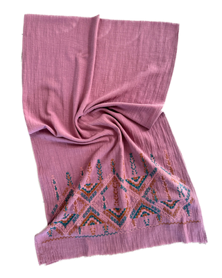 Pink Embroidered Scarf