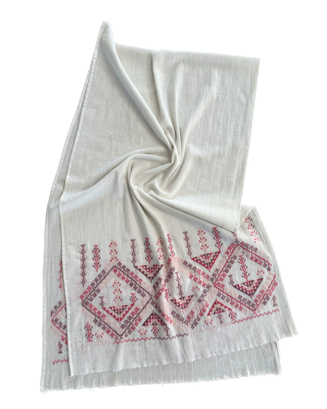 White Embroidered Scarf