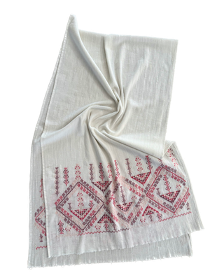White Embroidered Scarf