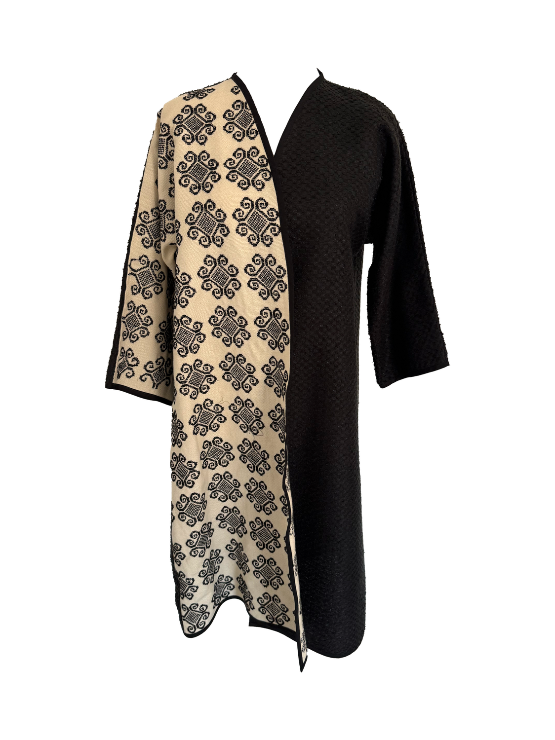 The Classic Abaya in Black on White Embroidery