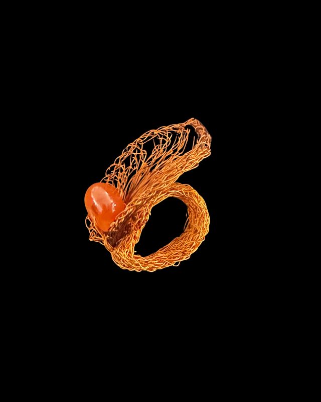 Leaf &amp; agate ring