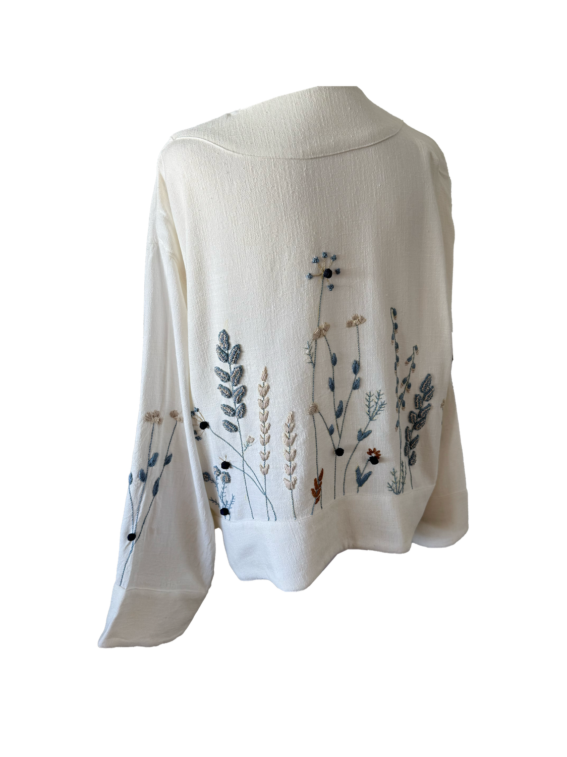 Nadia Dajani x UNHCR Linen Jacket in White and Blue