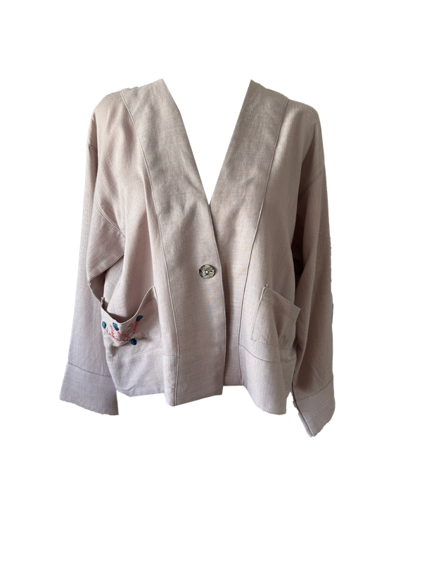 Nadia Dajani x UNHCR Linen Jacket in Lavender and Pink