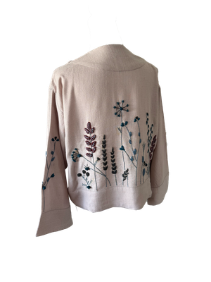 Nadia Dajani x UNHCR Linen Jacket in Lavender and Blue