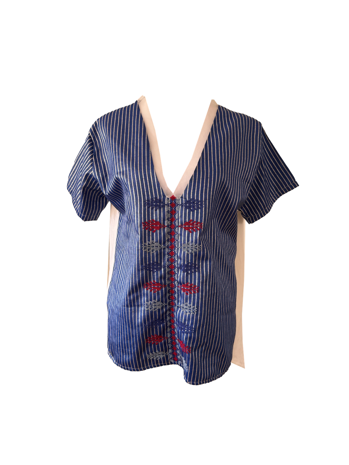 Hand Embroidered Saya Shirt in Blue