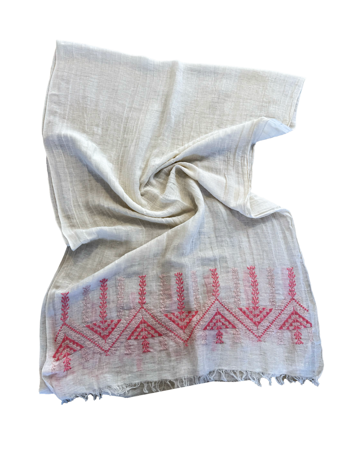 The Embroidered Egyptian Cotton Scarf in White